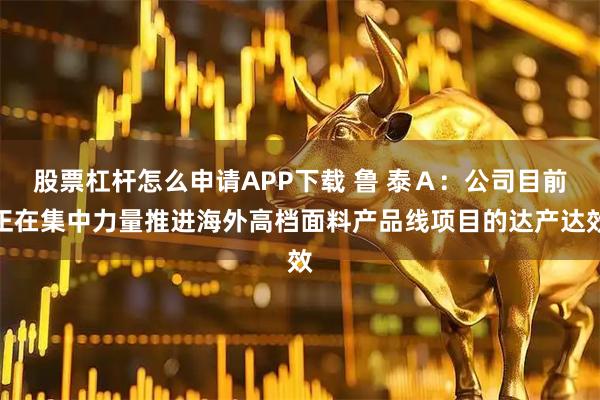 股票杠杆怎么申请APP下载 鲁 泰Ａ：公司目前正在集中力量推进海外高档面料产品线项目的达产达效